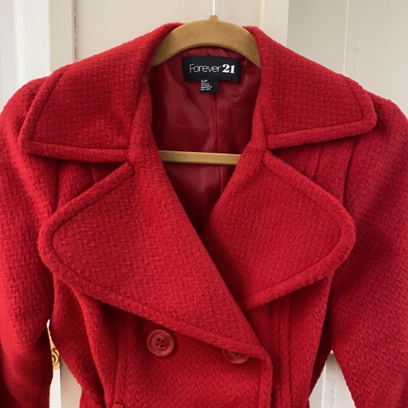 Red Waist Length Peacoat - LIKE NEW - Picture 3 of 8